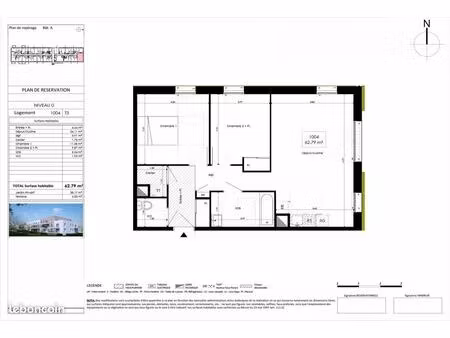 appartement 3 pièces 62 m²