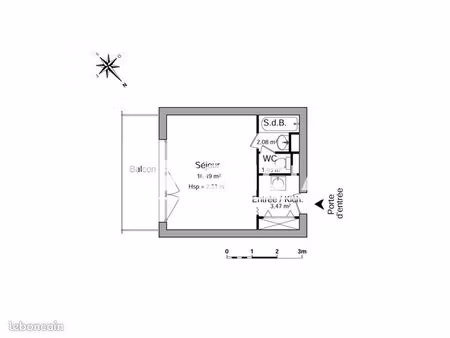 studio 1 pièce 23 m²