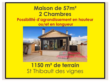maison saint thibault des vignes 3 pièce(s) 57 m2 sur s/sol total