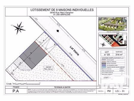 vente terrain à bâtir 314 m²