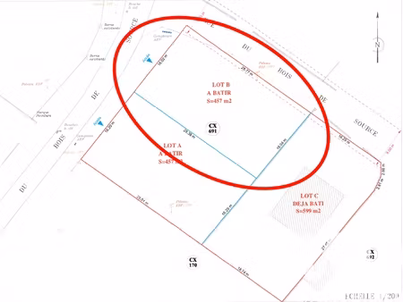vente terrain à bâtir 457 m²