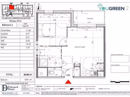 appartement 2 pièces 40 m²