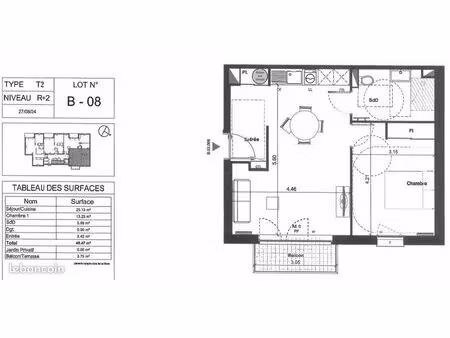 appartement 2 pièces 46 m²