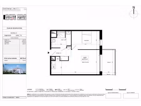 appartement 2 pièces 45 m²