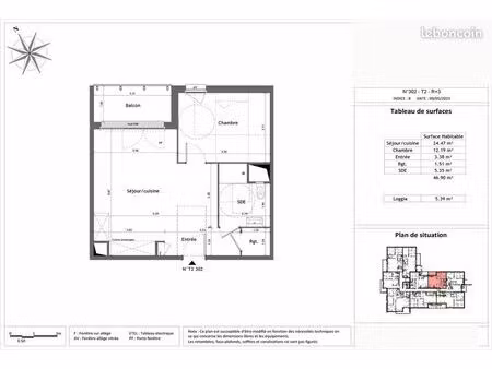 appartement 2 pièces 46 m²