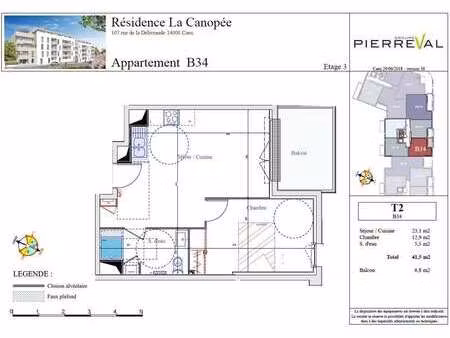 location appartement 2 pièces à caen (14000) : à louer 2 pièces / 42m² caen