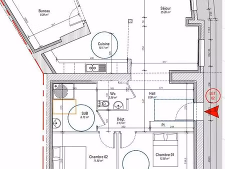 appartement 3 pièces 92 m²