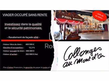 viager occupé sans rente - appartement-terrasse-parking-cave