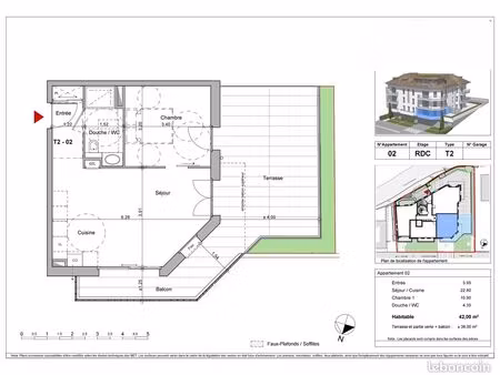 a louer appartement f2 40m2