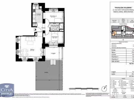 appartement à louer 3 pièces 56.18 m² - limeil-brévannes (94) - 1 075€