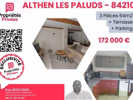 appartement althen des paluds 3 pièce(s) 64 m2