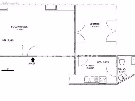 appartement 2 pièces 58 m²