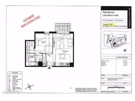 appartement 2 pièces 47 m²