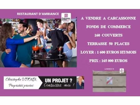 11000 carcassonne - bar restaurant d'ambiance 160 couverts  terrasse