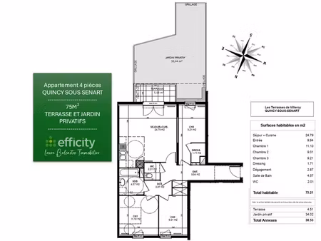 appartement 4 pièces - 75 m²