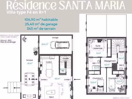 villa r+1 – terrasse + jardin – programme neuf en vefa