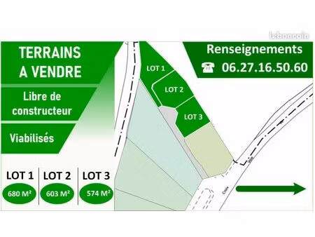 dirinon - terrains à vendre