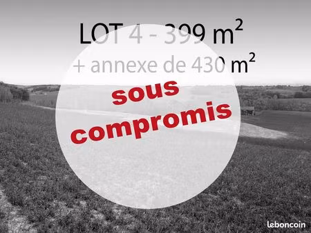 terrain constructible de 399 m² + annexe de 430 m² à l’isle jourdain 32600