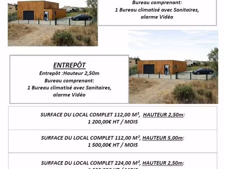 location entrepôt + bureau à laurens