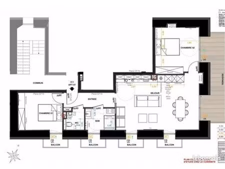 appartement 3 pièces 68 m²