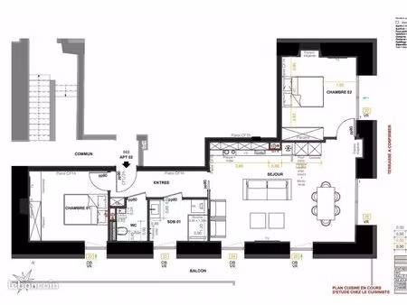 appartement 3 pièces 68 m²