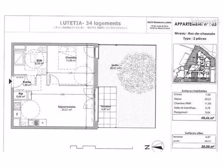 appartement 2 pièces 40 m²