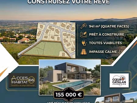 a vendre - vingrau - terrain viabilisé 941m2