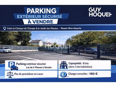 lot de 5 places de parking extérieur sécurisé à vendre ? rouen rive gauche