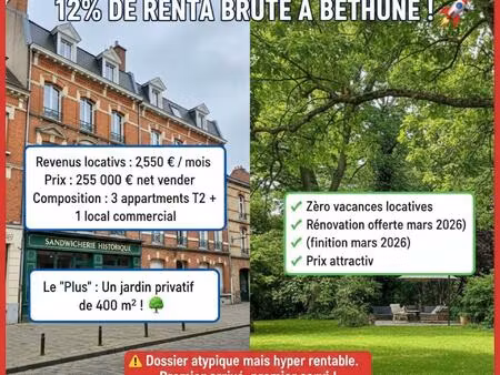vente immeuble 150 m² béthune (62400)