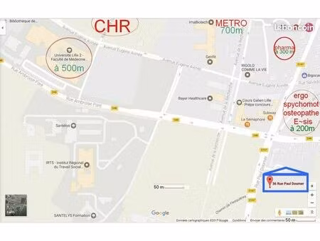 500m fac medecine studio meublé