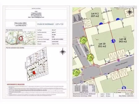 terrain 351 m² palluau