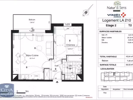 appartement à louer 2 pièces 42.54 m² - roncq (59) - 623€