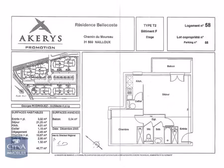 appartement à louer 2 pièces 46.77 m² - nailloux (31) - 526€