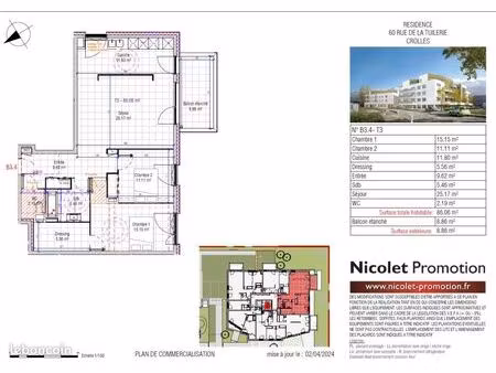 appartement 3 pièces 86 m²