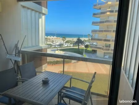 studio vue mer – front de mer canet sud – 23m² avec terrasse