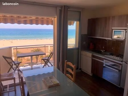 canet-plage  t2 face mer   46 m2 traversant  wifi fibre
