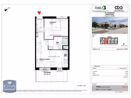 appartement à louer 2 pièces 38.79 m² - le havre (76) - 589€