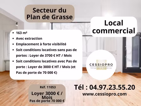 location local commercial 165m² grasse 06130