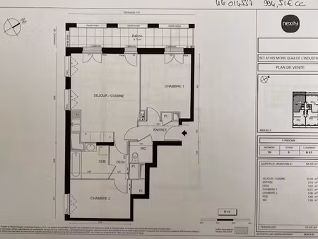 location appartement 3 pièces 59 m² à athis-mons (91200)  1 105 €