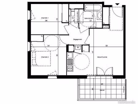 appartement 3 pièces 57 m²