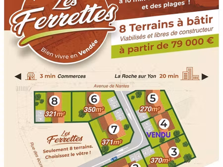 vente terrain 350 m² saint-mathurin (85150)