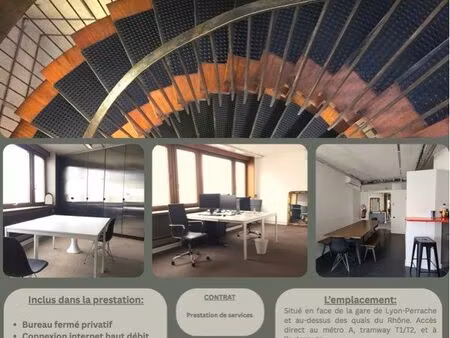 3 bureaux privatifs dans un co-working à lyon 7- face à perrache