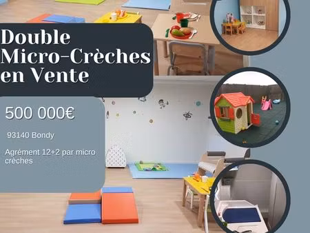 à vendre – fonds de commerce de deux micro-crèches accolées  agréées pmi