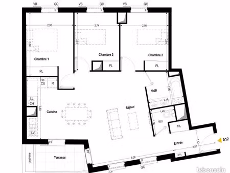 appartement 4 pièces 78 m²