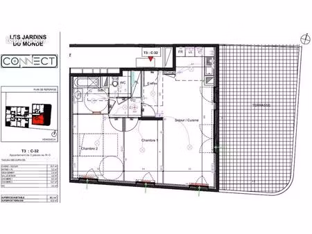 rare à la vente – t3 moderne de 62m² avec terrasse 43m² à ciel ouvert