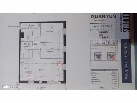 t3 + parking couvert centre reims
