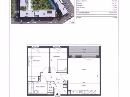 appartement 3 pièces 62 m²