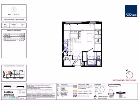 studio 1 pièce 33 m²