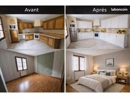 maison 138 m² – 3 ch + bureau – atelier 80 m² – chalais (86)