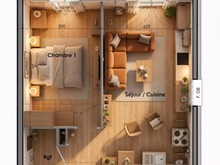 idéal 1ere acquisition  grand t2 de 48m² avec terrasse  au calme